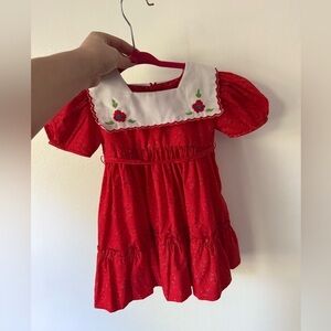Red Dress with Floral Collar